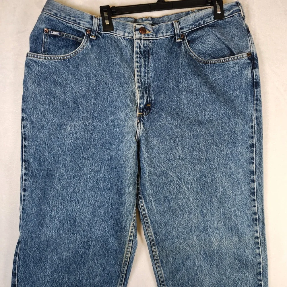 Lee Jeans Mens 42x34 Blue Denim Relaxed Fit‎ Classic Casual Pants